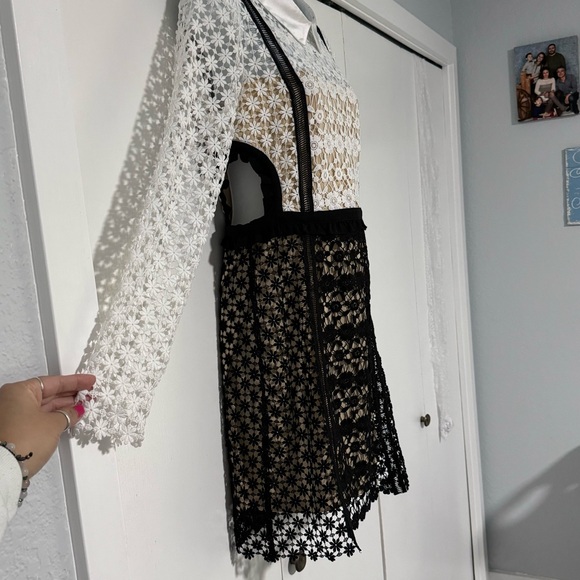 VENUS Womenβs Cut out Tweed dress 8 floral embroidered elegant midi long sleeve - Picture 14 of 16